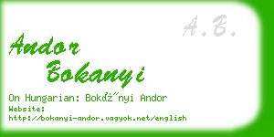 andor bokanyi business card